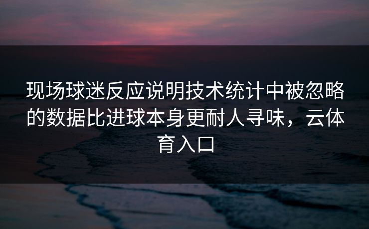 现场球迷反应说明技术统计中被忽略的数据比进球本身更耐人寻味，云体育入口  第1张
